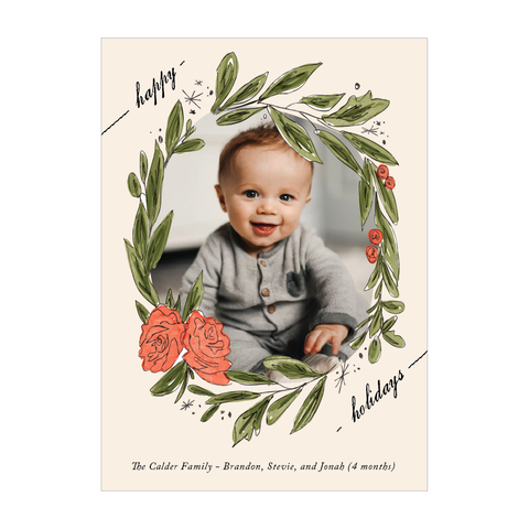 inked wreath holiday card