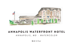 annapolis waterfront hotel watercolor illustration