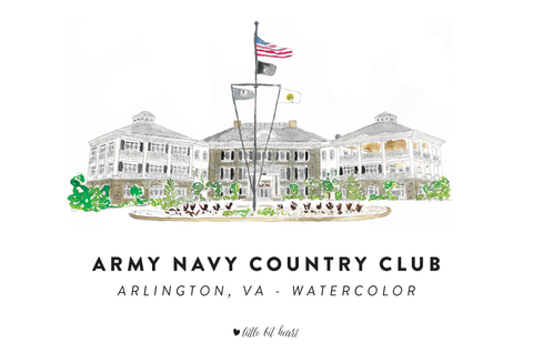 army navy country club watercolor illustration