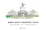 army navy country club watercolor illustration