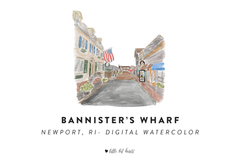 bannister's wharf digital watercolor illustration