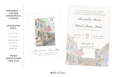 bannister's wharf digital watercolor illustration