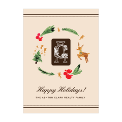 vintage reindeer non-photo holiday card