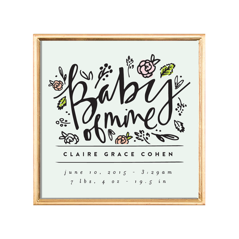 botanical baby of mine custom kids art print