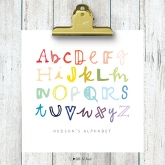 handlettered alphabet custom kids art print